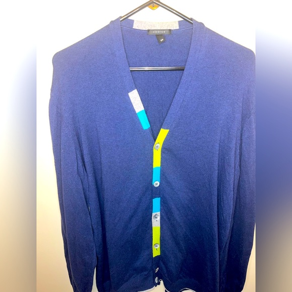 Codice Men’s Navy Blue/Yellow Button Down Cardigan Size 56 EU XXL VGUC - Picture 4 of 7